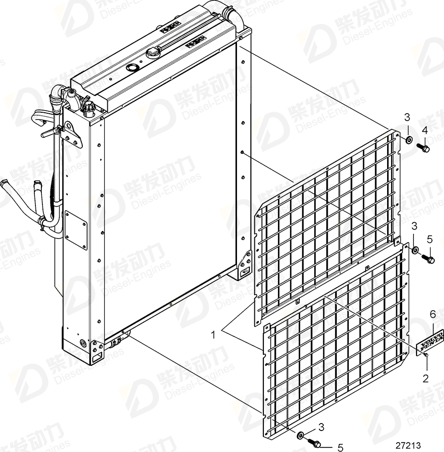 VOLVO Radiator grille 22052257 Drawing VOLVO Radiator grille 22052257 Drawing